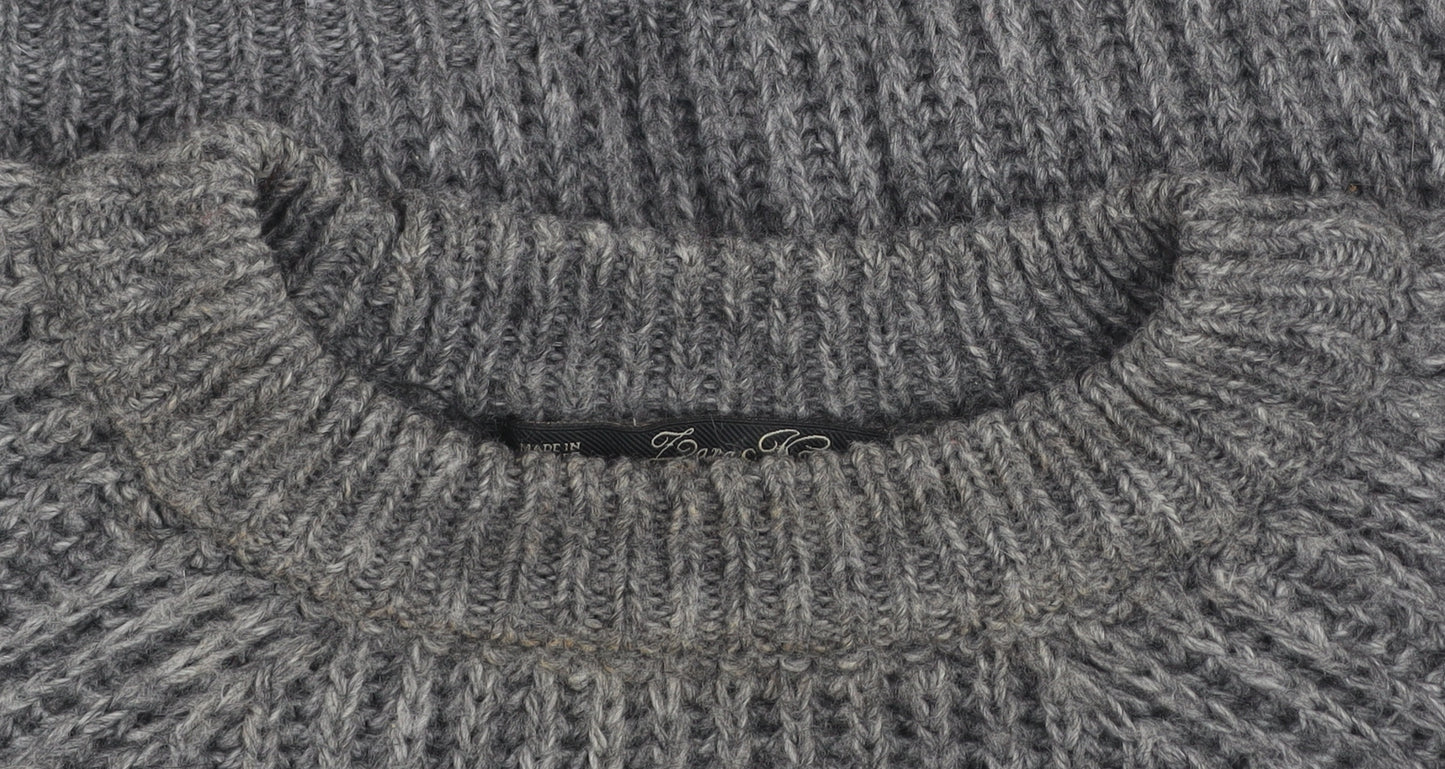 Zara Women Grey Chunky Knit Mohair Wool Blend Pullover Jumper Size S