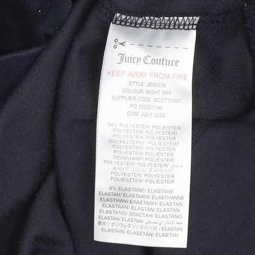 Juicy Couture Girls Blue Velour Glitter Logo Pullover Hoodie 14-15 Years