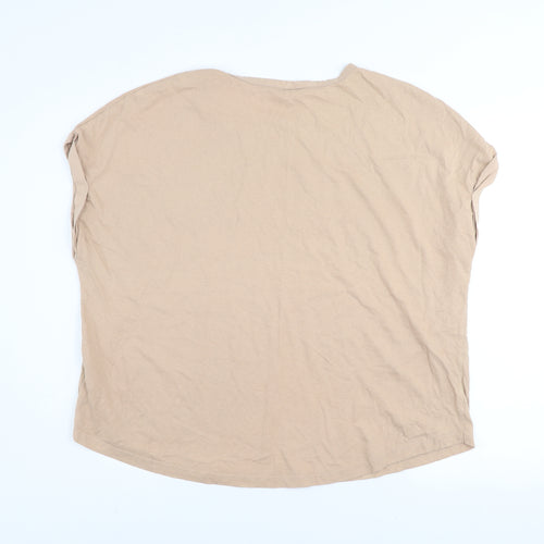 Next Womens Beige Sequin Star Cotton T-Shirt UK 18