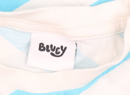 Tu Bluey Boys Blue Stripe Cotton T-Shirt 5-6 Years Short Sleeve