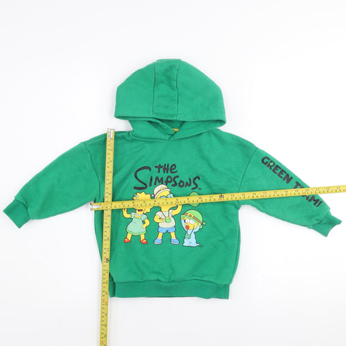 The Simpsons Green Team Boys Green Pullover Hoodie 3-4 Years Cotton Blend