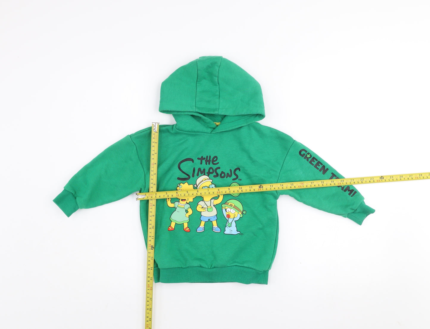 The Simpsons Green Team Boys Green Pullover Hoodie 3-4 Years Cotton Blend