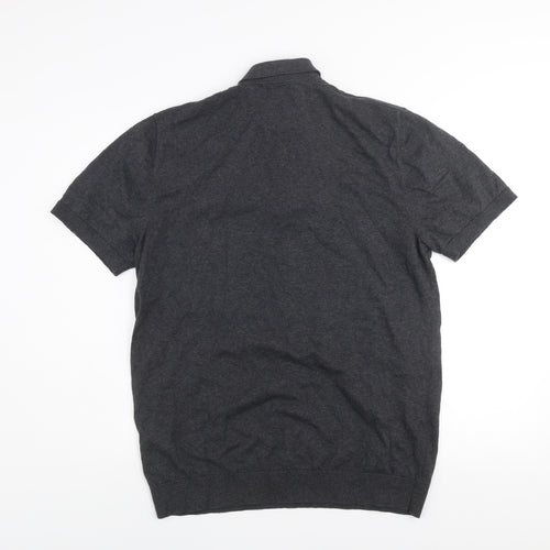 Selected Homme Men's Grey Cotton Polo Shirt XL Short Sleeve Casual Top