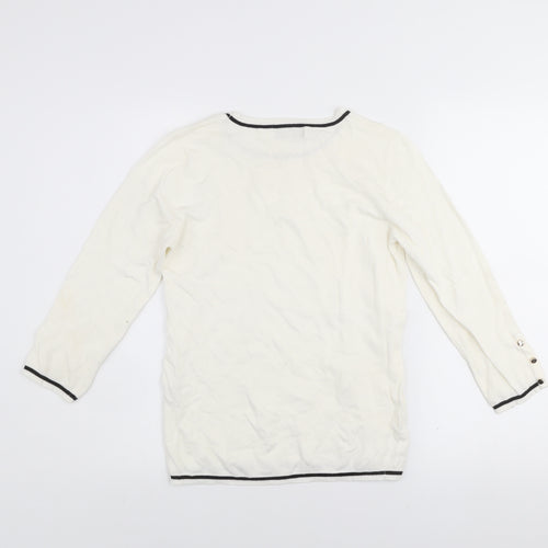 Stradivarius Women Ivory Crew Neck Pullover Jumper Size 12
