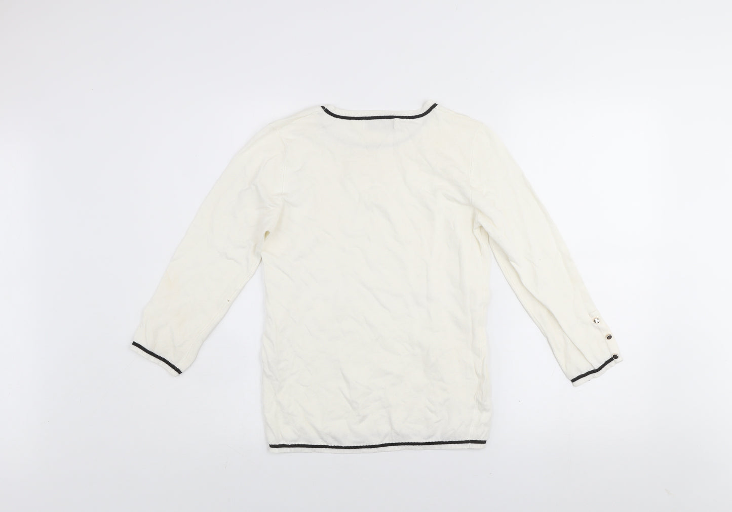 Stradivarius Women Ivory Crew Neck Pullover Jumper Size 12