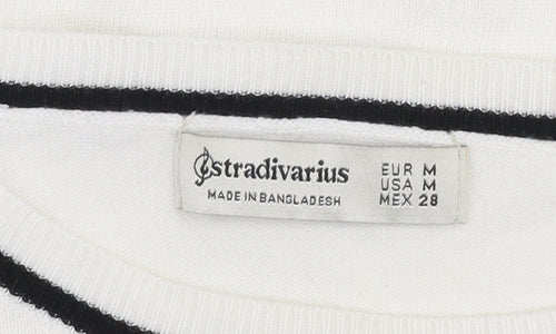 Stradivarius Women Ivory Crew Neck Pullover Jumper Size 12