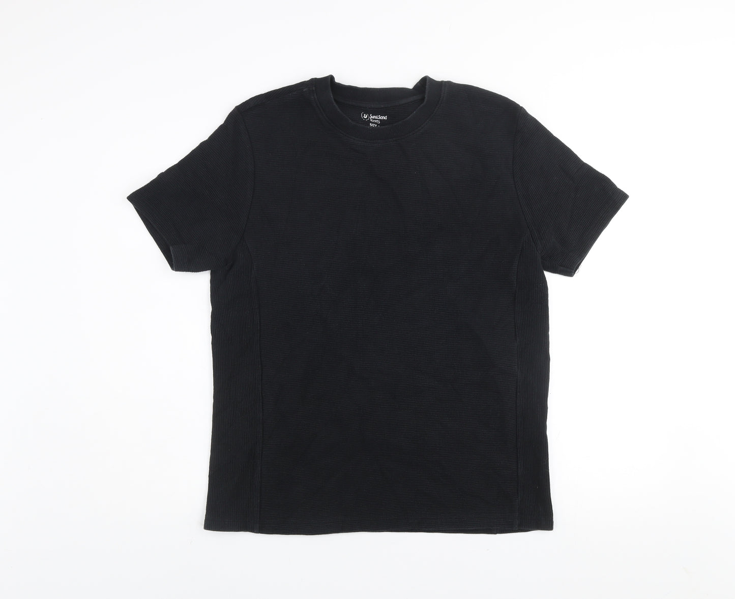 Sun & Sand Sports Men’s Black Cotton Crew Neck T-Shirt Size L