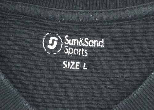 Sun & Sand Sports Men’s Black Cotton Crew Neck T-Shirt Size L