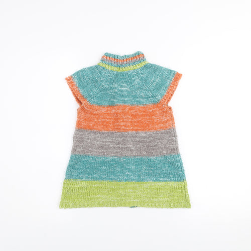 Next Girls Multicoloured Striped Short Sleeve Button Cardigan 4-5 Years