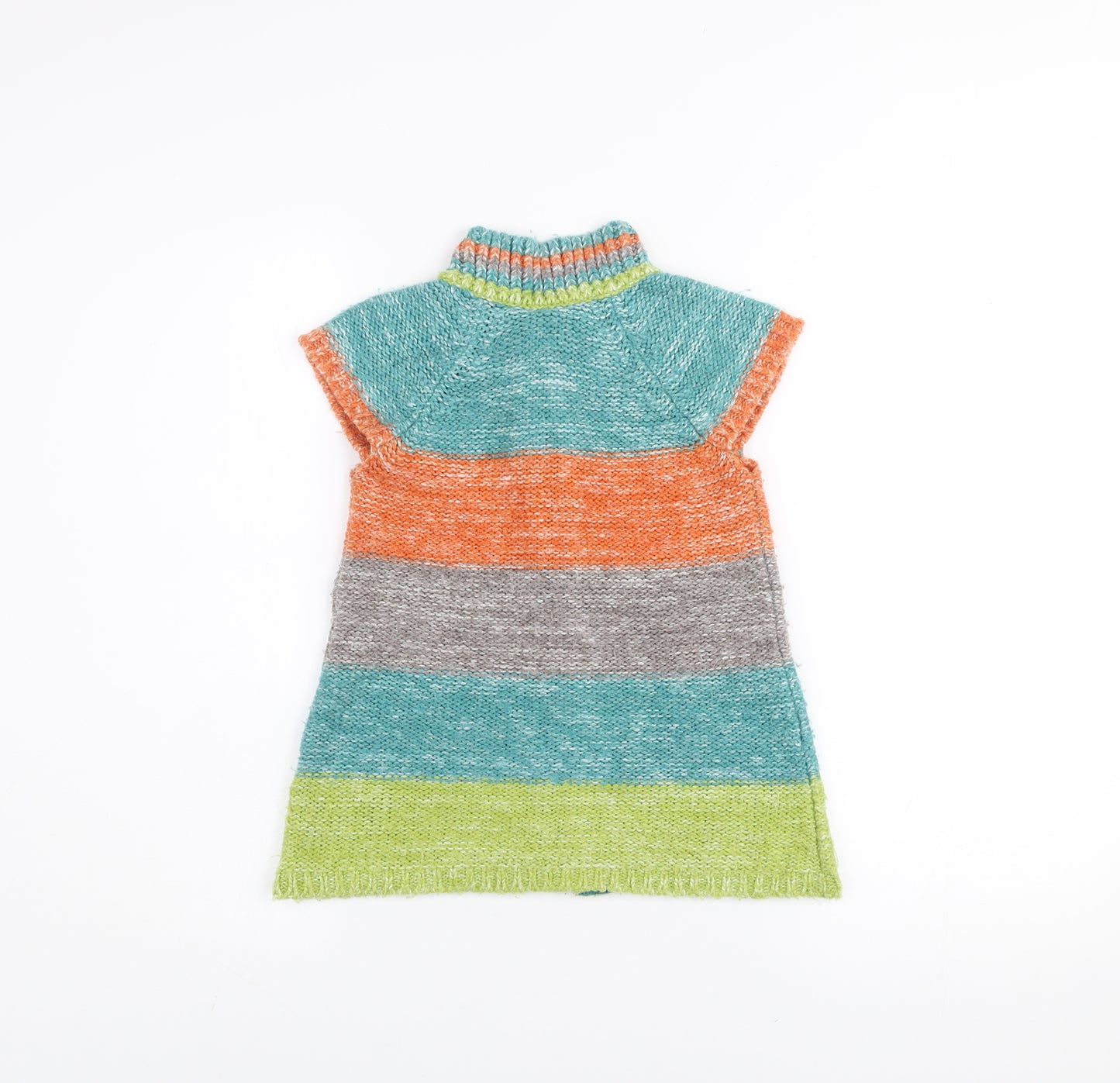 Next Girls Multicoloured Striped Short Sleeve Button Cardigan 4-5 Years