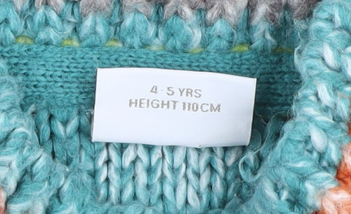 Next Girls Multicoloured Striped Short Sleeve Button Cardigan 4-5 Years