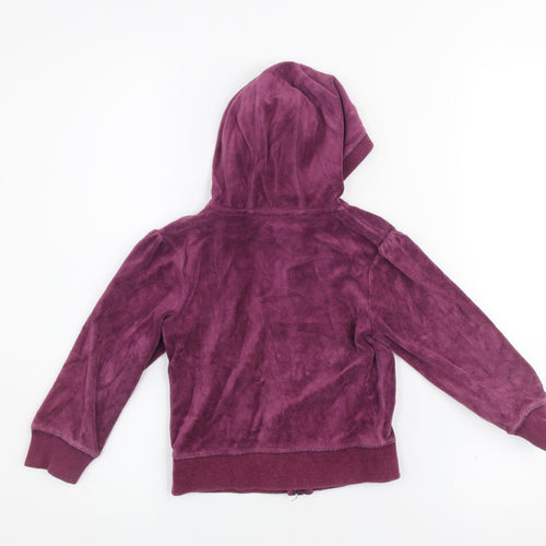 Dunnes Girls Purple Velour Full Zip Hoodie Age 4 Years Rhinestone Heart