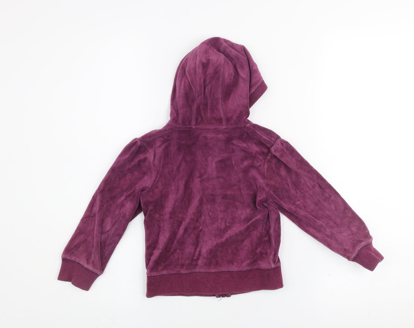 Dunnes Girls Purple Velour Full Zip Hoodie Age 4 Years Rhinestone Heart