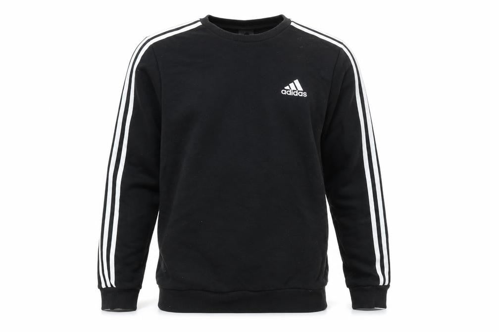 Front view of Adidas men’s black pullover sweatshirt small crew neck