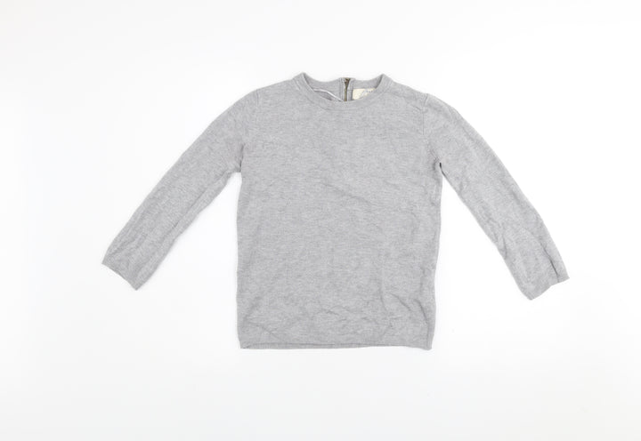 Zara Women Grey Knit Long Sleeve Crew Neck Pullover Jumper Size S