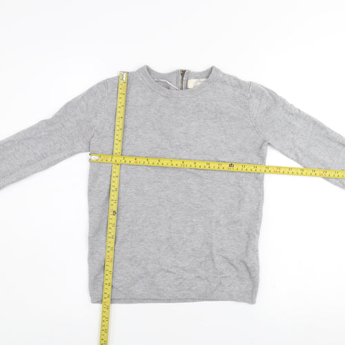 Zara Women Grey Knit Long Sleeve Crew Neck Pullover Jumper Size S
