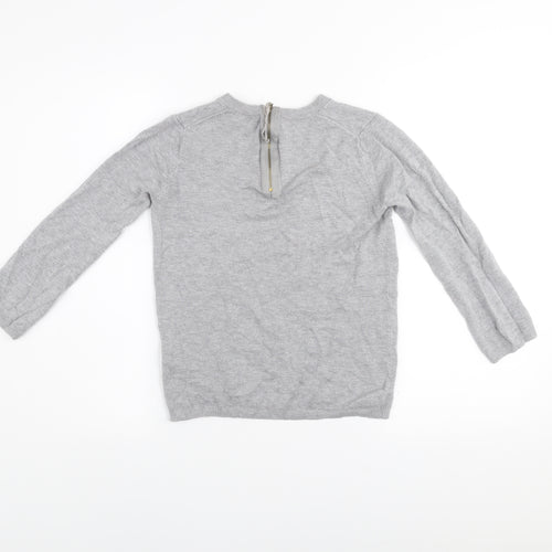 Zara Women Grey Knit Long Sleeve Crew Neck Pullover Jumper Size S