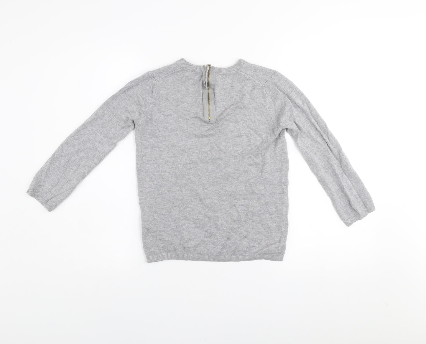Zara Women Grey Knit Long Sleeve Crew Neck Pullover Jumper Size S