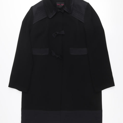 Daisy May Women’s Black Bow Detail Long Overcoat Size 14
