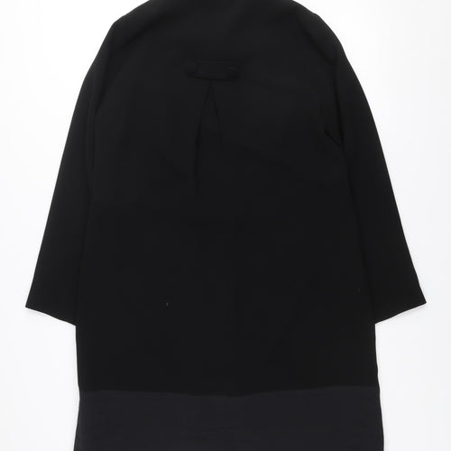Daisy May Women’s Black Bow Detail Long Overcoat Size 14