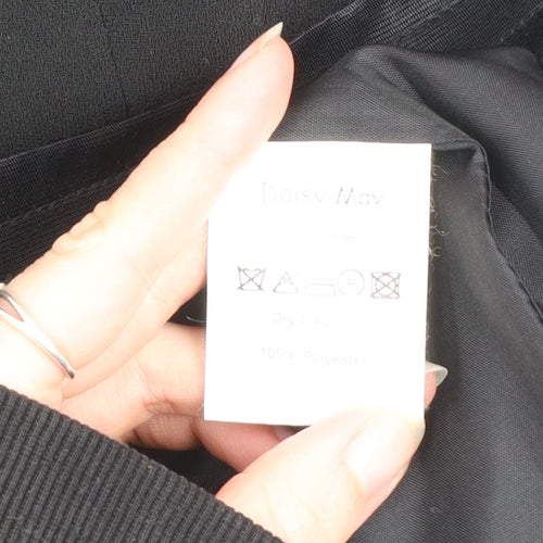 Daisy May Women’s Black Bow Detail Long Overcoat Size 14