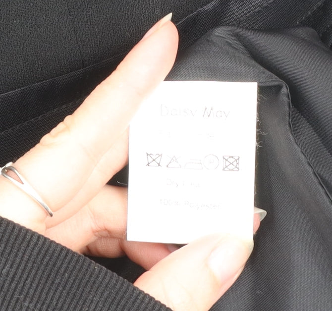 Daisy May Women’s Black Bow Detail Long Overcoat Size 14