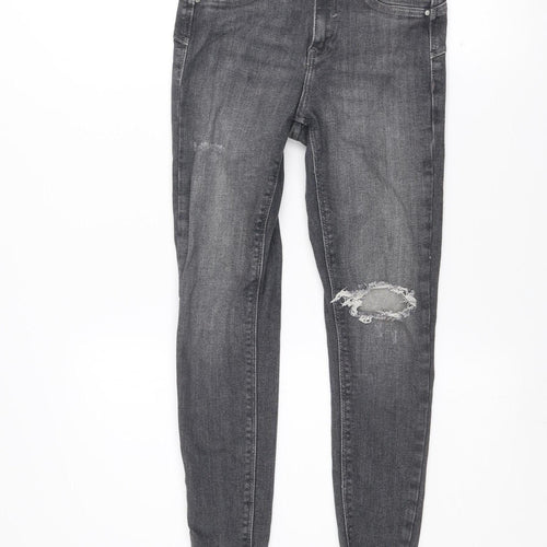 River Island Women Grey Skinny Distressed Jeans Size 8