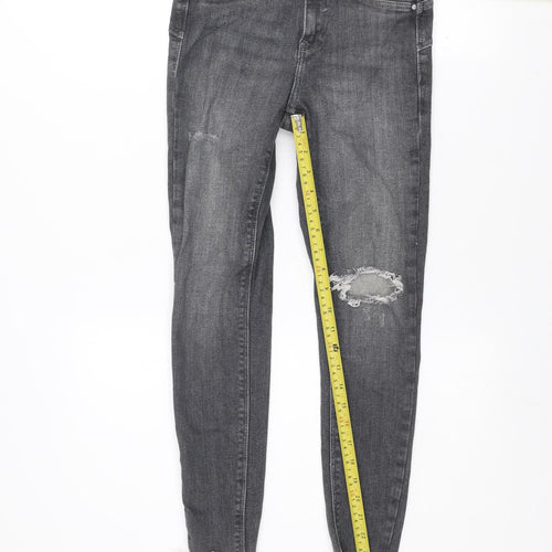 River Island Women Grey Skinny Distressed Jeans Size 8