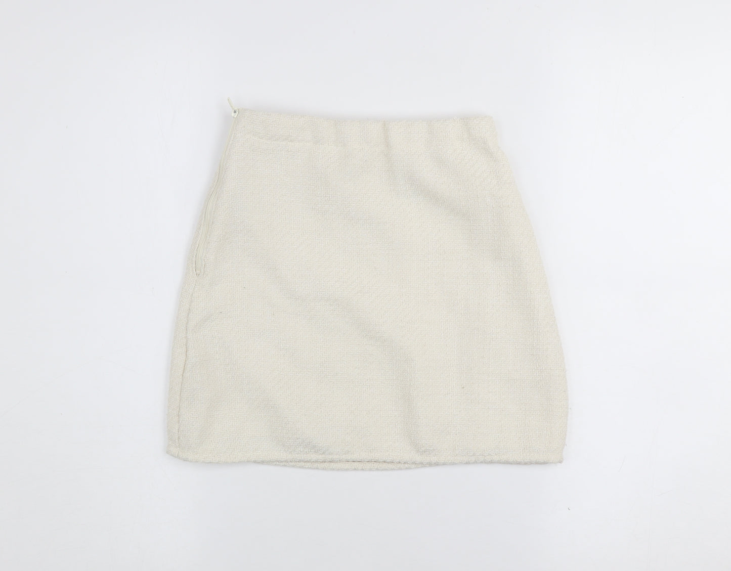 H&M Girls Ivory Mini A-Line Skirt Size 9-10 Years Polyester Zip Fasten