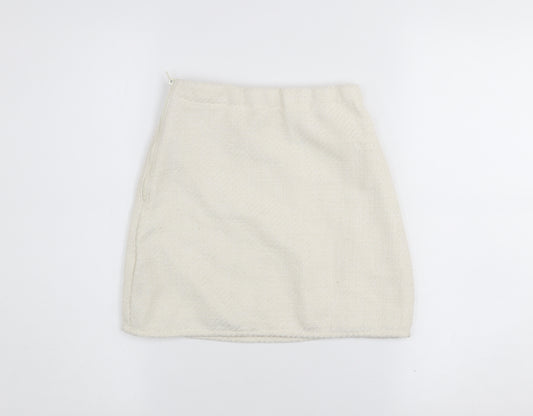 H&M Girls Ivory Mini A-Line Skirt Size 9-10 Years Polyester Zip Fasten