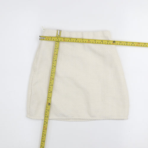 H&M Girls Ivory Mini A-Line Skirt Size 9-10 Years Polyester Zip Fasten