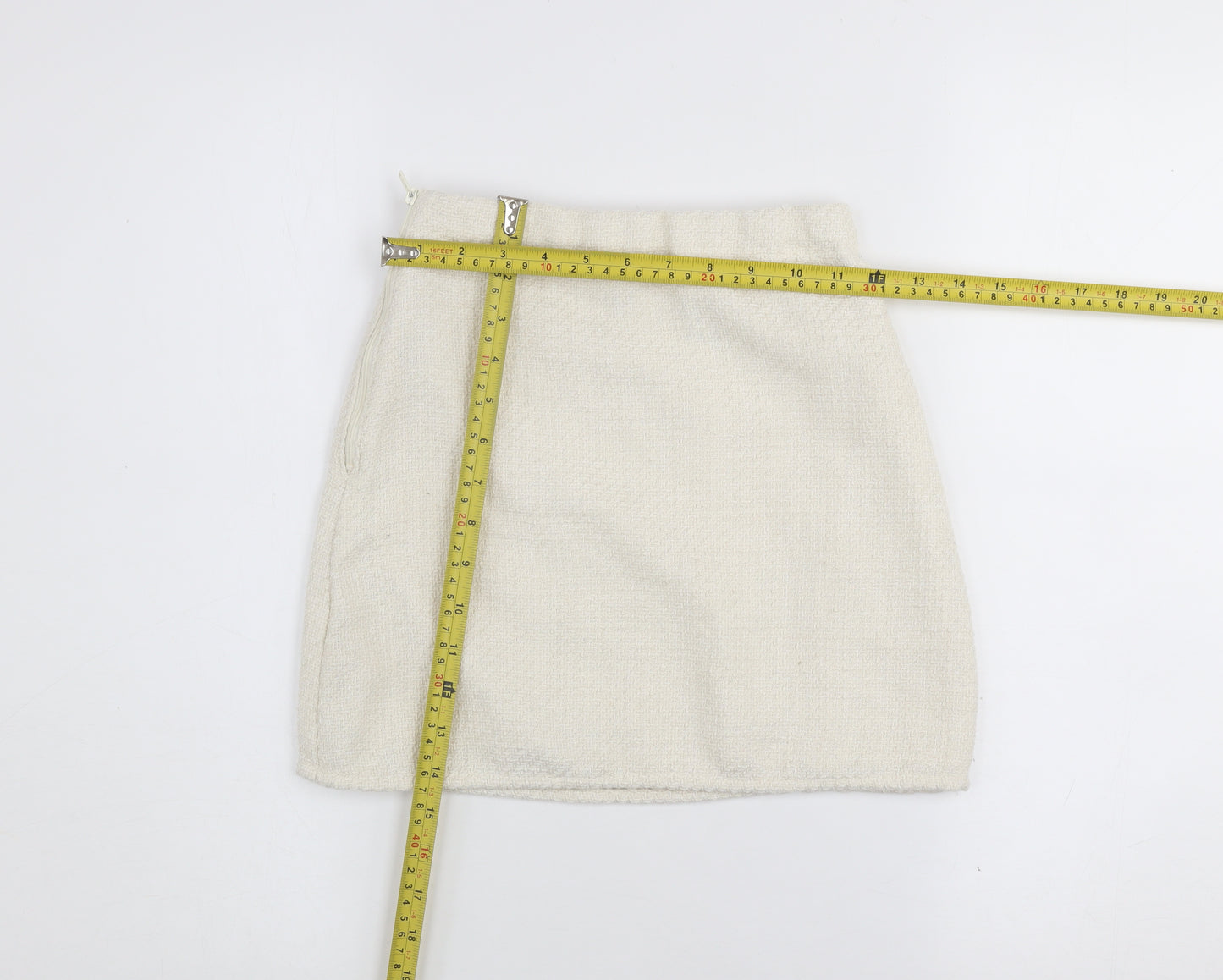 H&M Girls Ivory Mini A-Line Skirt Size 9-10 Years Polyester Zip Fasten