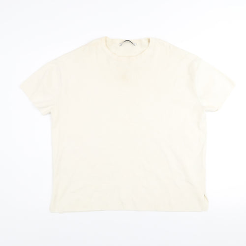 Zara Women Ivory Short Sleeve Basic Knit T-Shirt Size S