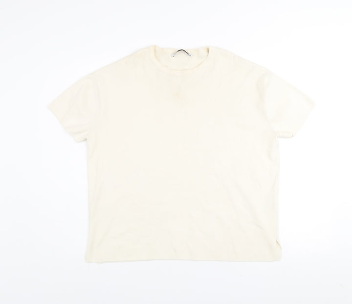 Zara Women Ivory Short Sleeve Basic Knit T-Shirt Size S