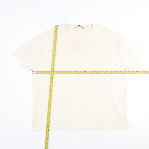 Zara Women Ivory Short Sleeve Basic Knit T-Shirt Size S