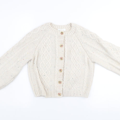 Leigh Tucker Willow Girls Beige Cable Knit Button Cardigan 11-12 Years