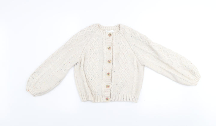 Leigh Tucker Willow Girls Beige Cable Knit Button Cardigan 11-12 Years