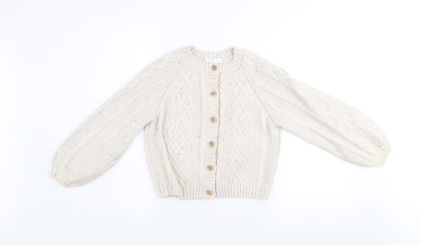 Leigh Tucker Willow Girls Beige Cable Knit Button Cardigan 11-12 Years