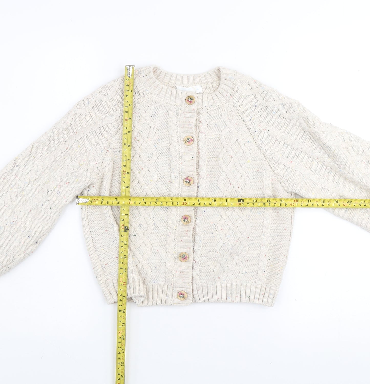 Leigh Tucker Willow Girls Beige Cable Knit Button Cardigan 11-12 Years