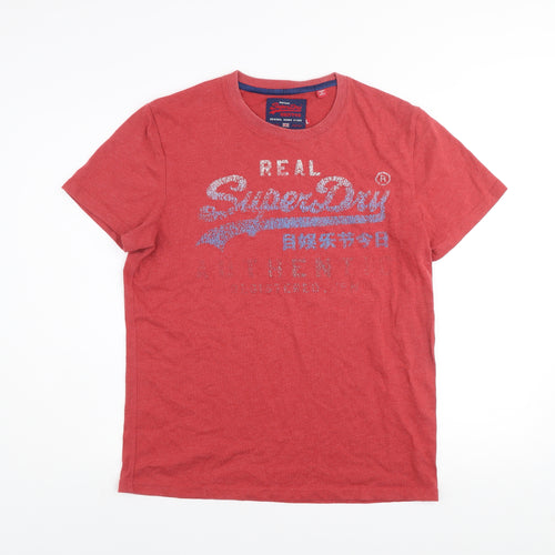 Superdry Men Red Graphic Logo Short Sleeve Crew Neck T-Shirt Size L