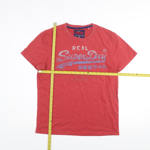 Superdry Men Red Graphic Logo Short Sleeve Crew Neck T-Shirt Size L