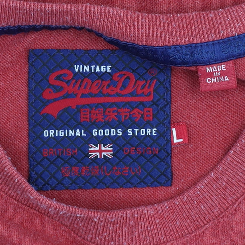 Superdry Men Red Graphic Logo Short Sleeve Crew Neck T-Shirt Size L
