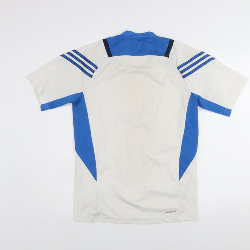 Adidas Men's White Blue Climalite Short Sleeve Sports T-Shirt Size S