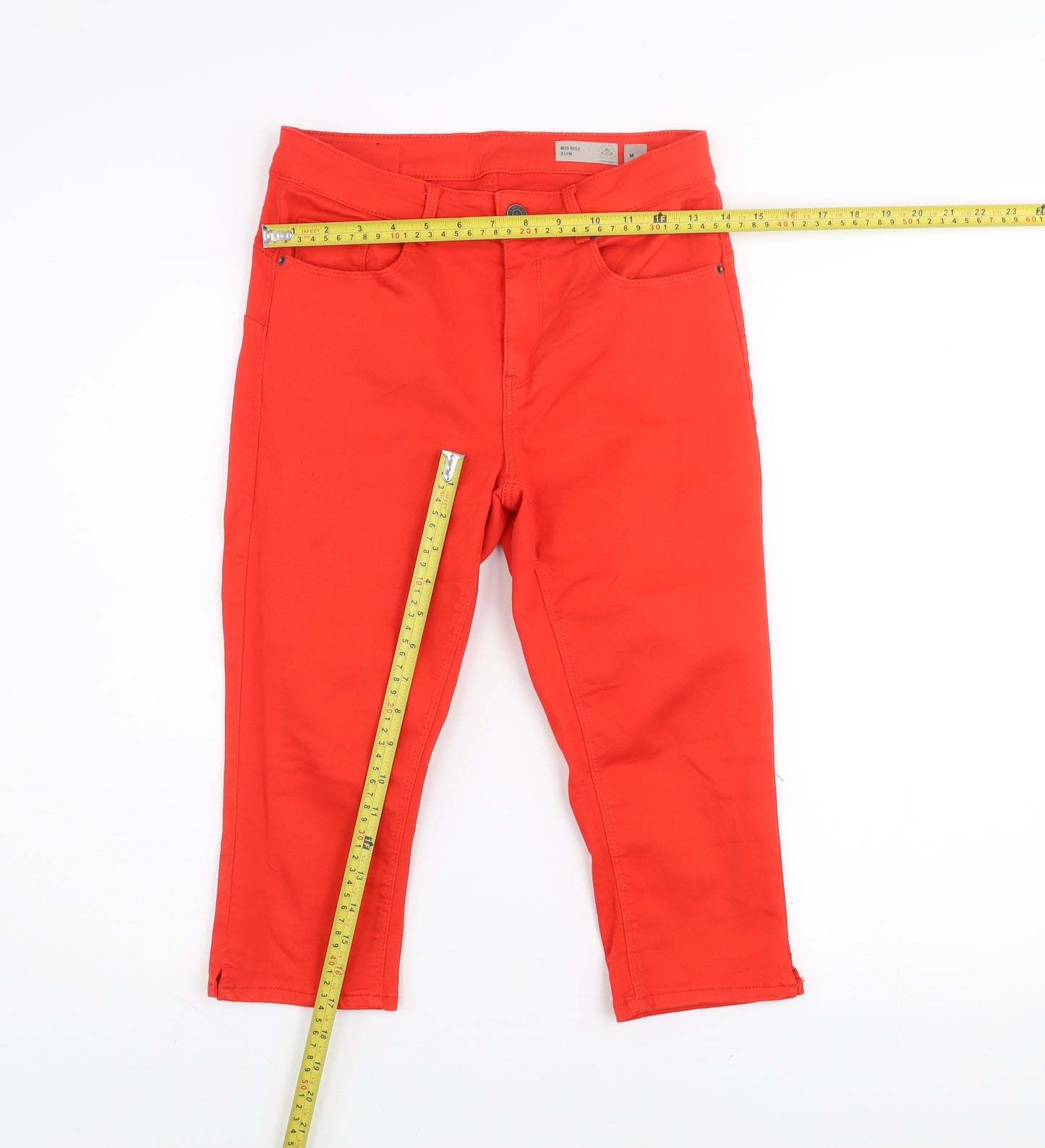 Vero Moda Women's Red Mid Rise Slim Cropped Jeans M
