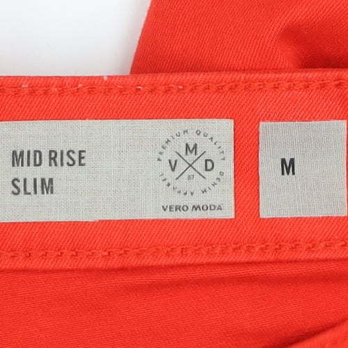 Vero Moda Women's Red Mid Rise Slim Cropped Jeans M