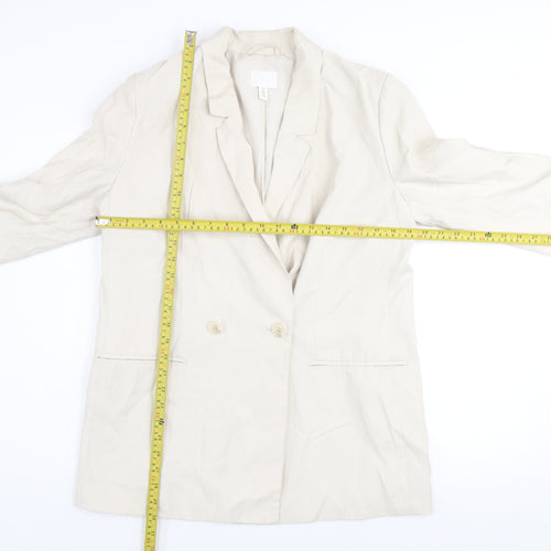 H&M Women Beige Regular Fit Blazer Jacket Size S