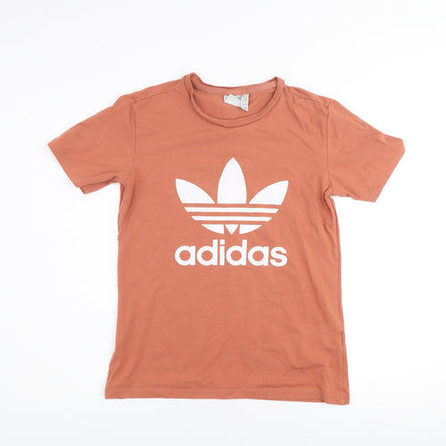 Adidas Women's Brown Trefoil Logo T-Shirt Size 10 Cotton Blend