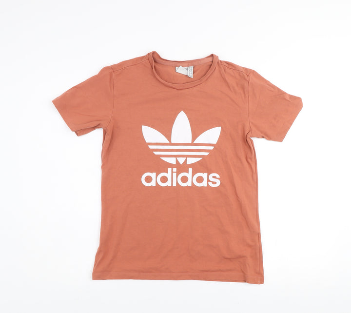 Adidas Women's Brown Trefoil Logo T-Shirt Size 10 Cotton Blend