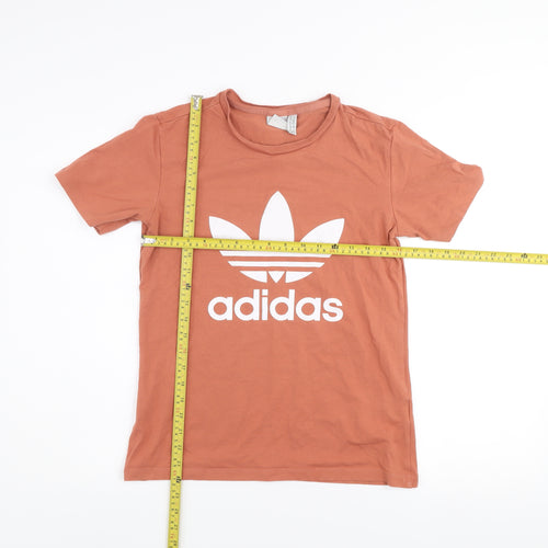 Adidas Women's Brown Trefoil Logo T-Shirt Size 10 Cotton Blend