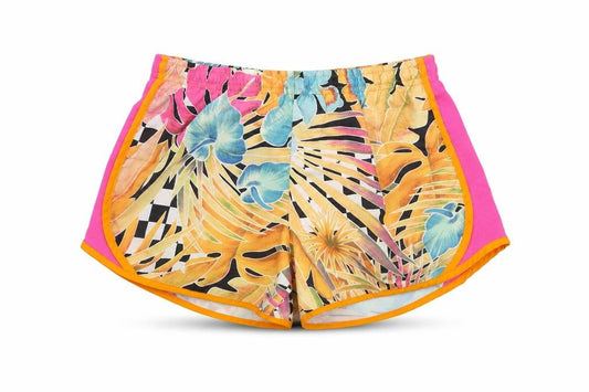 Front view of Nike girls’ multicoloured tropical dri-fit athletic skort, size M